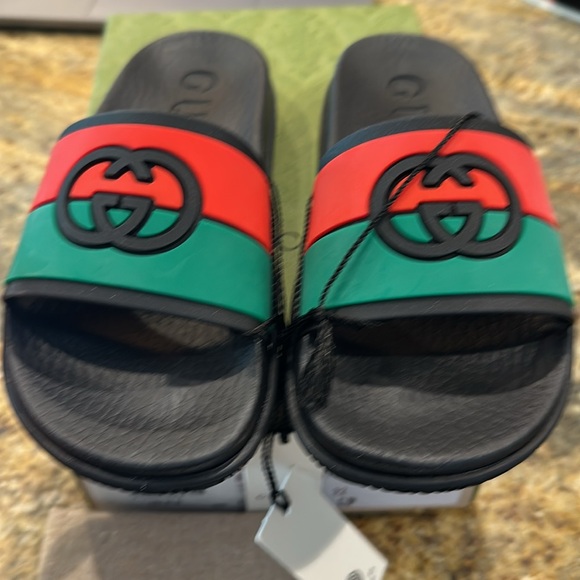 NWT Gucci children Black red and green slides sue 32 - Picture 2 of 5